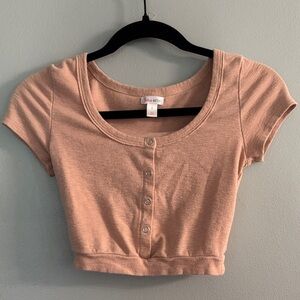 Flirtitude Active Pink Button Crop Top